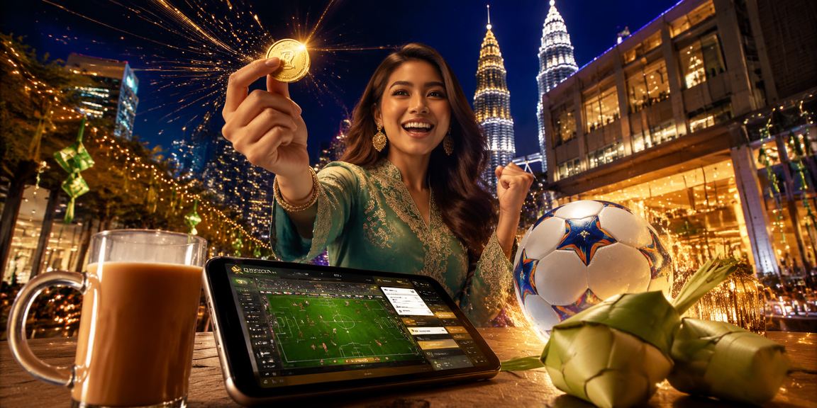 Penyokong bola sepak Malaysia menyaksikan perlawanan sambil bertaruh dalam talian di ex2 sempena Hari Raya